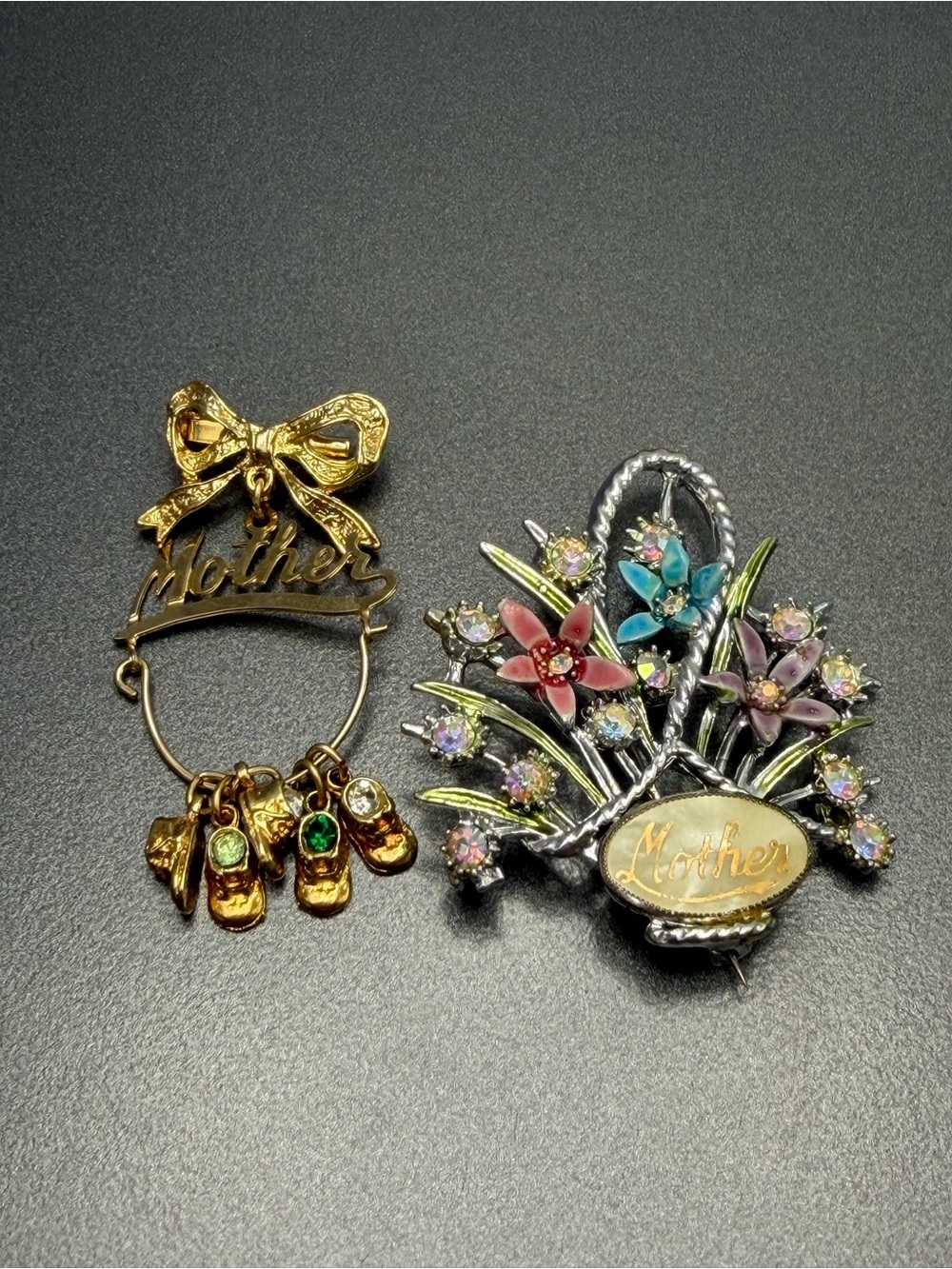Vintage Mother Floral Bouquet Pins in Multicolor Enamel #cz133